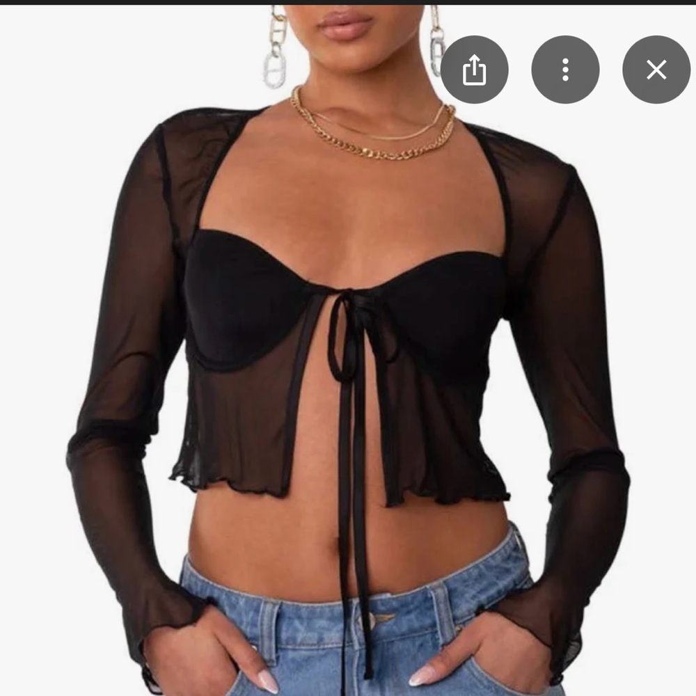 Edikted Women's Mesh Long Sleeve Bra Top